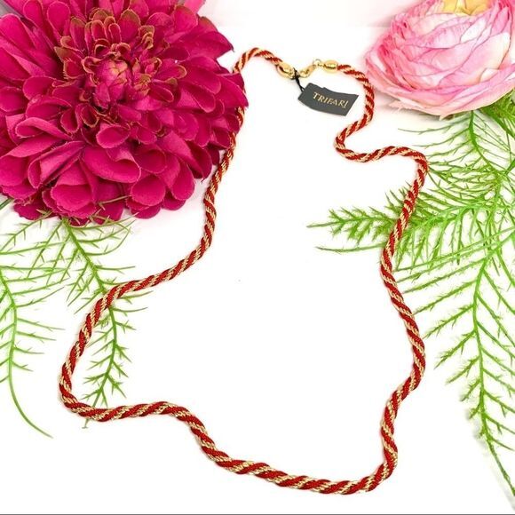 Trifari Jewelry - VINTAGE⚜️NWT TRIFARI Red & Golden Twist Chain 24”